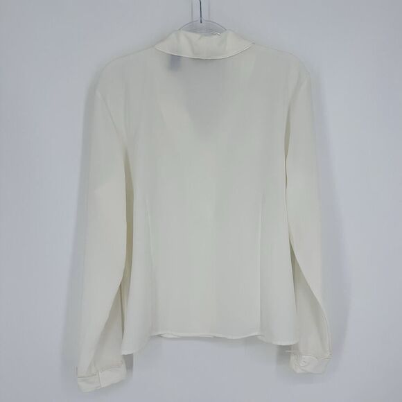 Vintage Karen Scott Button Up Blouse Fancy Collar Embroidered Ivory Womens Large - Picture 7 of 12